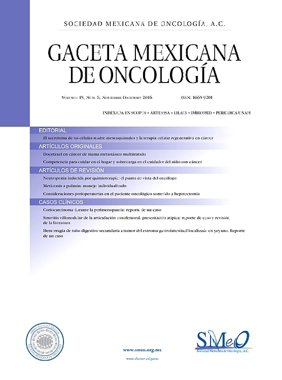 Go to journal home page - Gaceta Mexicana de Oncología